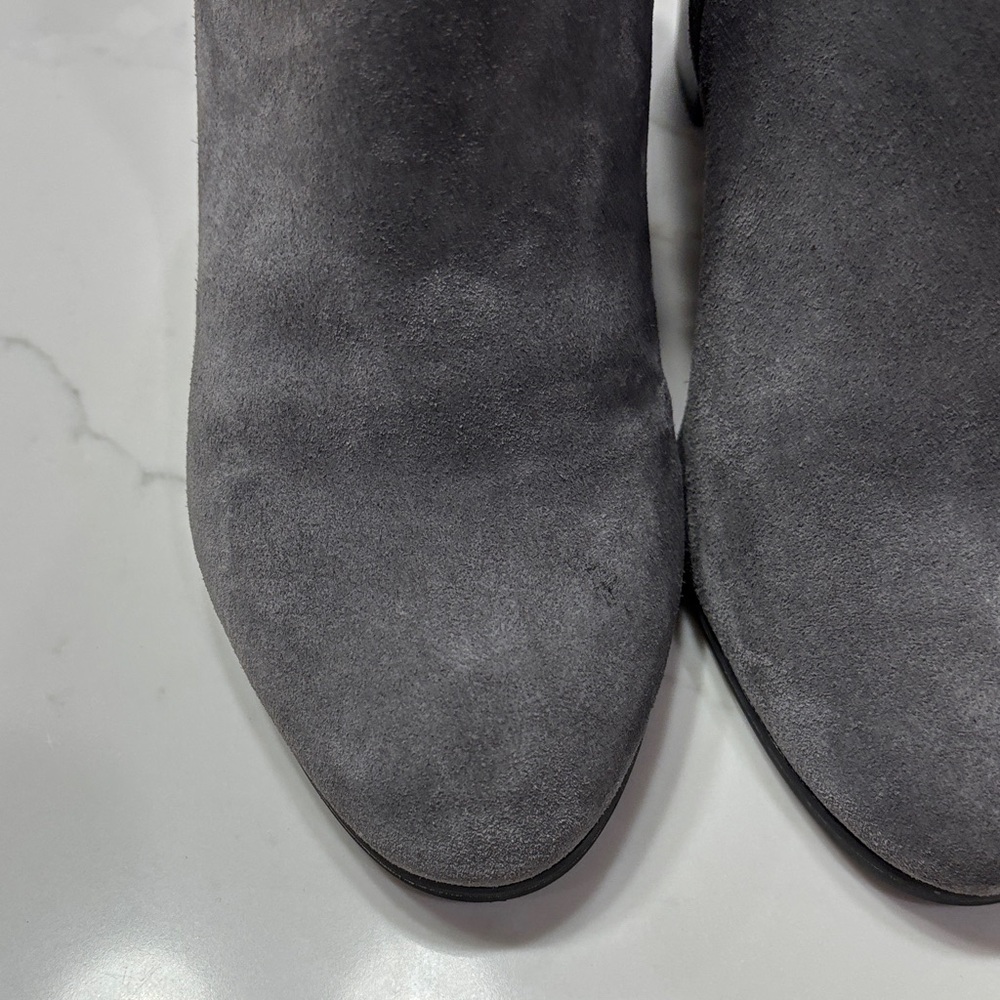 Vionic Gray Suede Ankle Booties with Black Heel - Picture 6 of 15